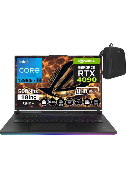 Rog Strix Scar 18 13. Nesil Intel I9-13980HX 64GB Ddr5 Ram 1tb SSD +1tb SSD 16GB RTX4090 175W 18 Inç Qhd+ 240Hz 3ms WINDOWS11PRO Taşınabilir Bilgisayar G834JY-N604022+WEBLEGELSINÇANTA