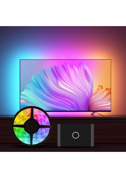 (66-85" TVler) HDMI Bağlantılı Görüntü ve Ortam Sesi Ile Senkronize Tv Arkası LED Işıklandırma Seti, HDMI Sync Box Set
