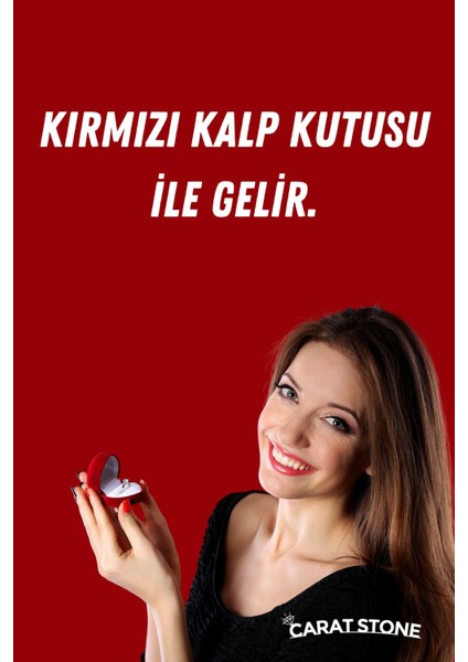 Carat Stone Pırlanta Işıltılı Gerçek Gümüşten, Kadın Tamtur Yüzük (Rodyum Kaplamalı Kararmaz)