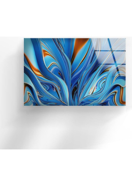 Mavi Soyut Temperli Cam Duvar Tablosu modelleri