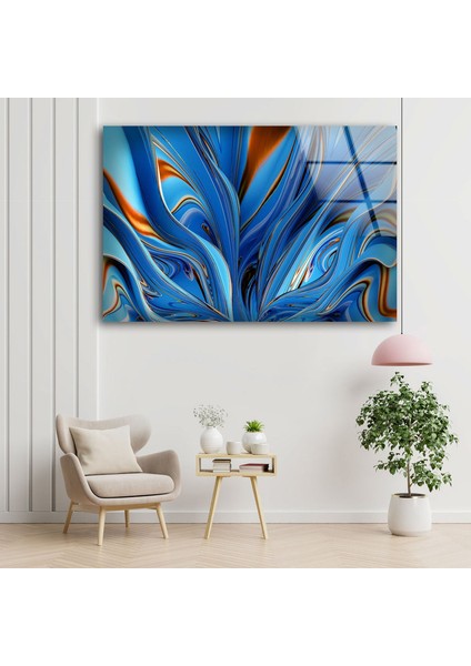 Mavi Soyut Temperli Cam Duvar Tablosu fırsatları