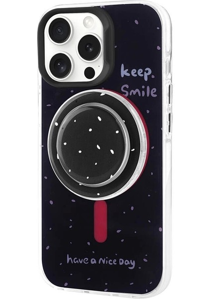 Apple iPhone 15 Pro Max Kılıf Magsafe Şarj Özellikli Çıkarılabilen Pop Soket Redclick Tiktok Kapak
