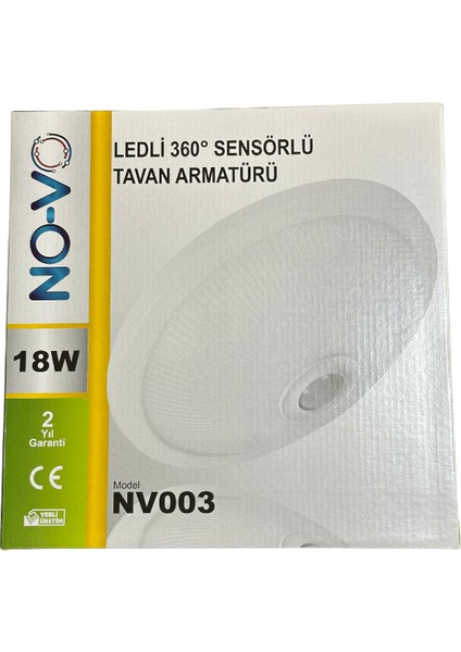 18W Ledli (Beyaz Işık) 360 Derece Sensörlü Tavan Armatürü NV003