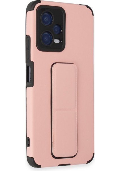 Xiaomi Redmi Note 12 5g Kılıf Mega Standlı Silikon - Pudra 300099