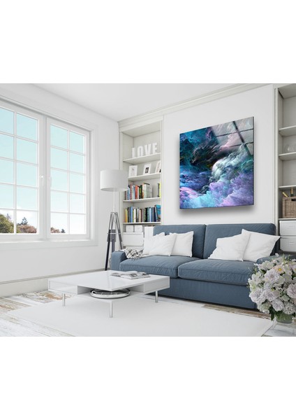 Renkli Soyut Temperli Cam Duvar Tablosu modelleri