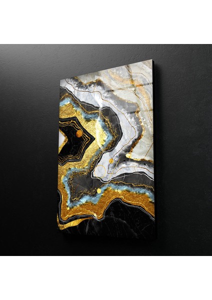 Siyah Altınlı Soyut Cam Duvar Tablosu fiyatları