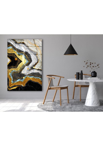 Siyah Altınlı Soyut Cam Duvar Tablosu fırsatları