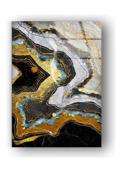 Siyah Altınlı Soyut Cam Duvar Tablosu indirimleri
