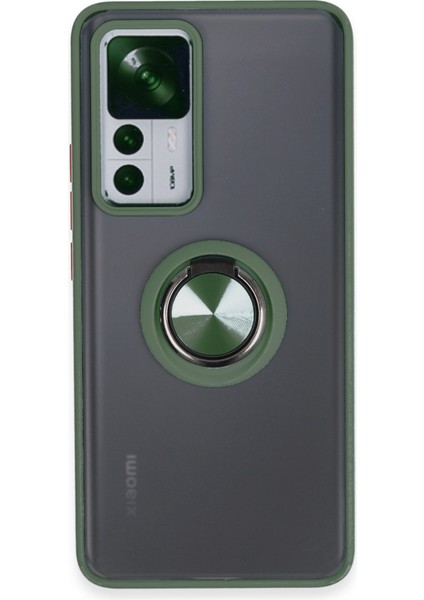 Xiaomi Mi 12T Pro Kılıf Montreal Yüzüklü Silikon Kapak - Yeşil 300099