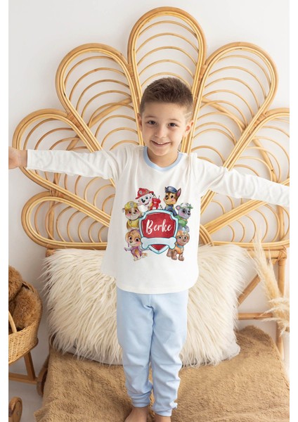 Isme Özel Erkek Çocuk Pijama Takımı %100 Organik Pamuk