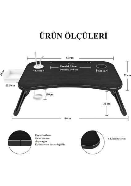 Laptop Standı Usb'li Çekmeceli Çocuk Çalışma Sehpası Yatak Sehpası Ders Çalışma Masası Ders Masası P