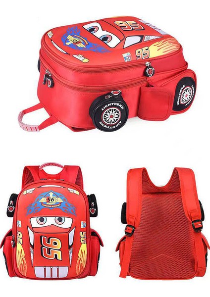 Kırmızı Küçük Dört Parçalı Çocuk Okul Çantası Ilkokul Çocuğu Karikatür Araba Büyük Kapasiteli Aşınmaya Dayanıklı Sırt Çantası (Yurt Dışından) fiyatları