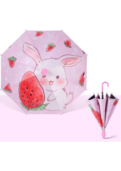Vinil Otomatik Şemsiye - Pembe / Kırmızı (Yurt Dışından)