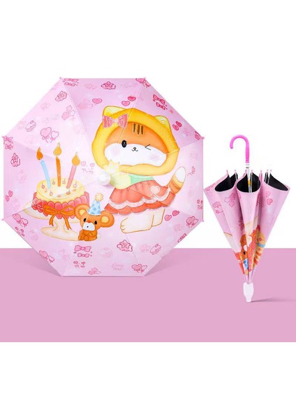 Vinil Otomatik Şemsiye - Pembe / Sarı (Yurt Dışından)
