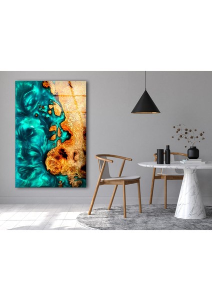 Epoksi Desenli Temperli Cam Duvar Tablosu