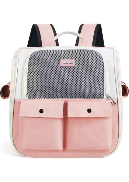 Pembe Evcil Hayvan Kedi Çantası Taşınabilir Katlanabilir Yan Açılış Nefes Alabilen Tek ve Çift Omuz Çantası (Yurt Dışından)