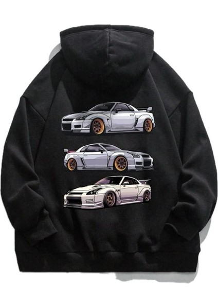 Retro Cars Araba Baskılı Pamuklu Unisex Sweatshirt