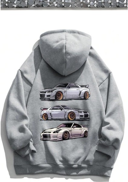 Retro Cars Araba Baskılı Pamuklu Unisex Sweatshirt