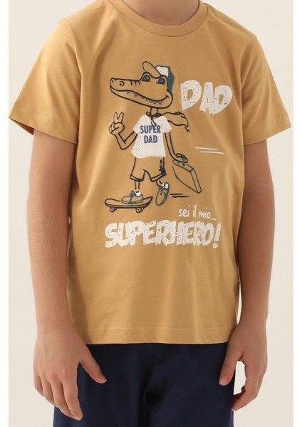 Super Dad Kahverengi Erkek Çocuk Kapri Takım modelleri