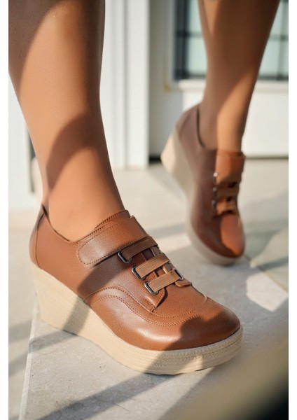 Dolgu Topuk Taba Cilt Ayakkabı