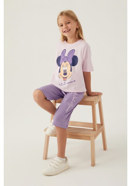 Minnie Mouse Smile Pembe Kız Çocuk Kapri Takım