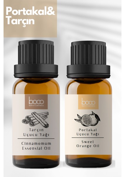 Portakal & Tarçın Saf Aromaterapi Uçucu Yağı 2'li Set 15 ml