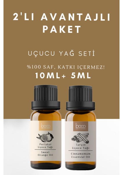 Portakal & Tarçın Saf Aromaterapi Uçucu Yağı 2'li Set 15 ml