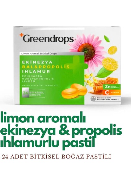 2x Bitkisel Drops Boğaz Pastili - Limon Aromalı ve Mentollü