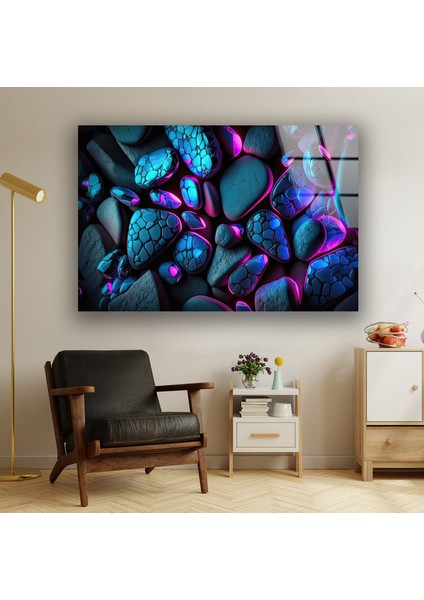 Renkli Taşlar Temperli Cam Duvar Tablosu