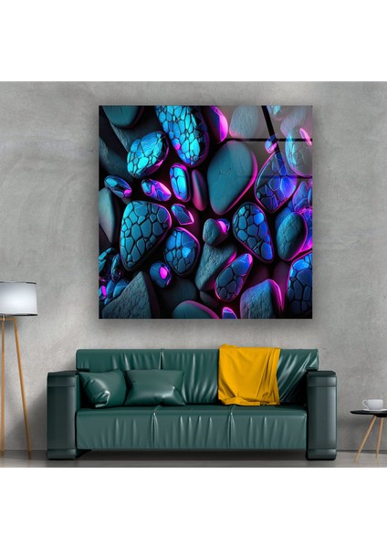 Renkli Taşlar Temperli Cam Duvar Tablosu fırsatları