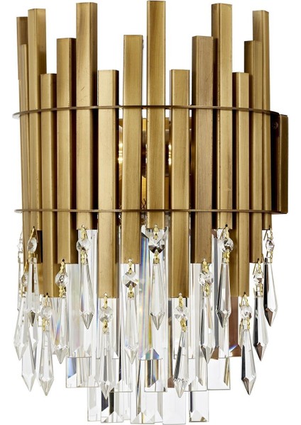 Avonnı AP-60161-1E Eskitme Kaplama Aplik E14 Metal Kristal 25X14CM