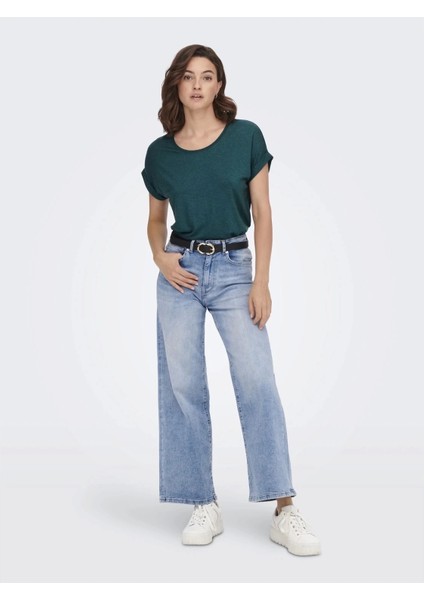 15106662 Genis Yaka Kol Katlamali Kadın Body - Petrol modelleri