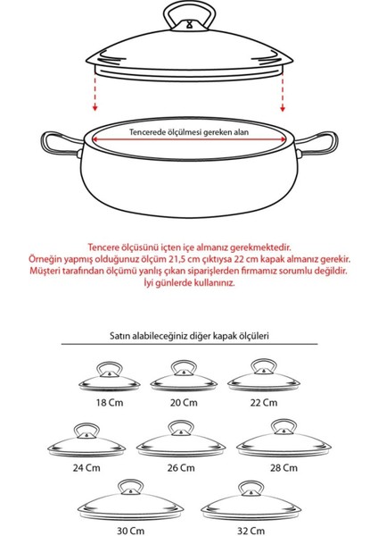 30 Cm Tencere Tava Sahan için Metal Kulplu Cam Kapak (TÜM TENCERELERE UYUMLUDUR)