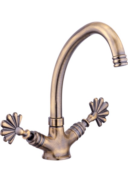 Antik Gold Lavabo Bataryası Eskitme Musluk Özel Tasarım Armatür Banyo Musluğu