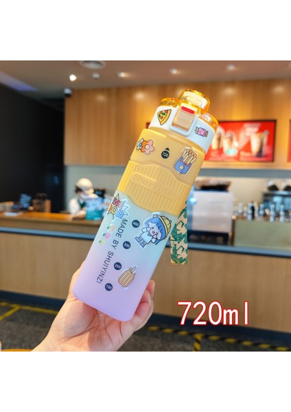 Üç Renkli Gökkuşağı Degrade Renkli Kare Hasır Plastik Su Bardağı 720ML (Yurt Dışından) fiyatları