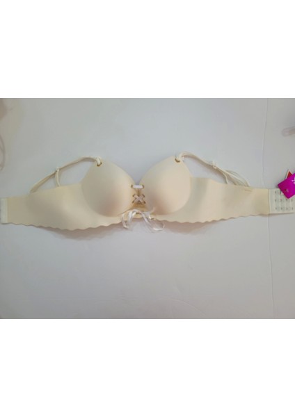 Lazer Kesim Önü Bağcıklı Destekli Sütyen 308 - Ekru