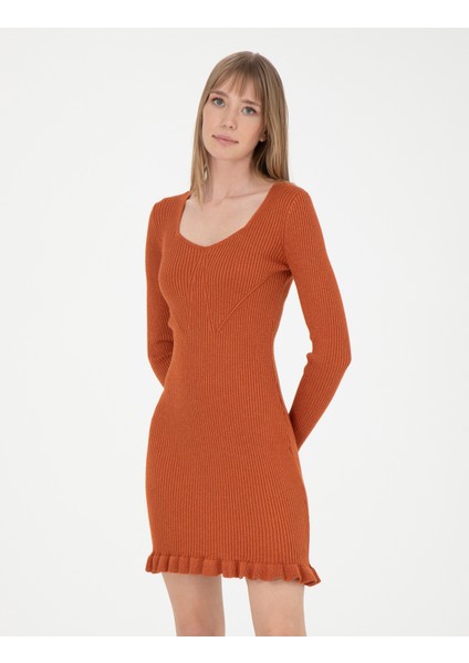 Kadın Kiremit Ex. Slim Fit Triko Elbise 50280230-VR031