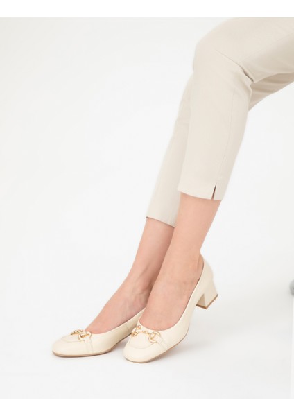 Kadın Krem Topuklu Ayakkabı 50287344-VR071
