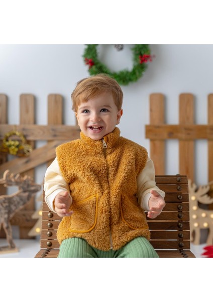 Peluş Çocuk Yelek Hardal fiyatları