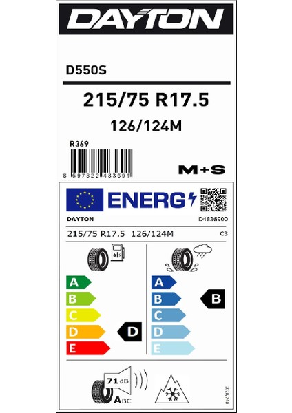 215/75 R17.5 126/124M D550S Kamyonet Yaz Lastiği ( Üretim Yılı: 2023 )