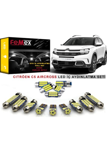 Citröen C5 Aircorss LED Iç Aydınlatma Ampul Seti Femex Parlak Beyaz