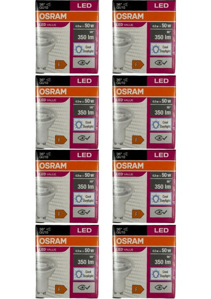 PAR16 4.5W (50W) 6500K (Beyaz Işık) GU10 Duylu LED Spot (8 Adet)