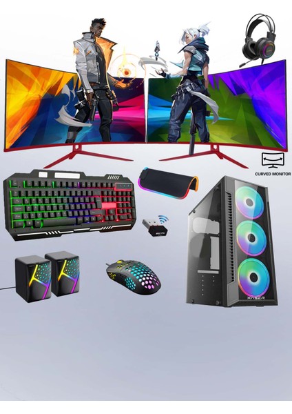 XSR208 I5 3470 16GB Ram 512GB SSD 4gb RX550 Ekran Kartı 24" Dual Curved Oyunucu Tavsiye Sistem