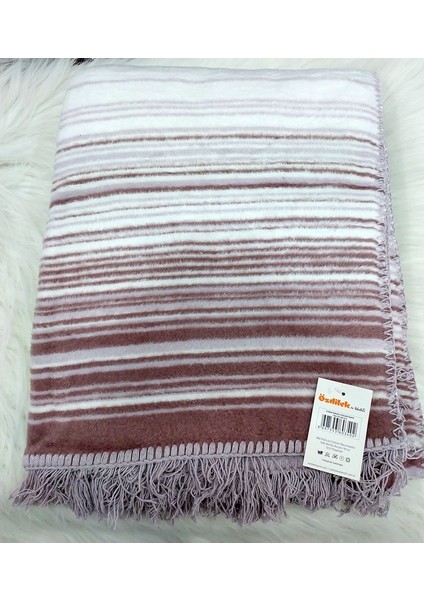 Pamuklu Dizüstü Tv Battaniye (130X170)-STRIPED Lila