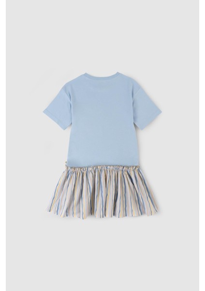 Bambu Kısa Kollu Takma Etekli Elbise Mavi modelleri