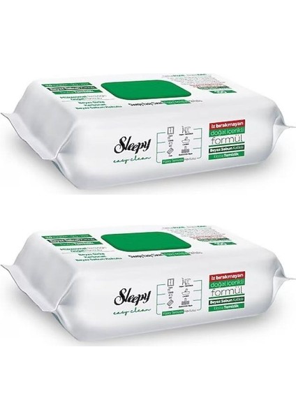 Sleepy - Yüzey Temızlik Havlusu Easy Clean Beyaz Sabun 100LÜ - 2 Paket