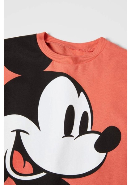 Çocuk Mickey Mouse Baskılı Pamuklu Bisiklet Yaka T-Shirt ve Şort Alt Üst Takım modelleri