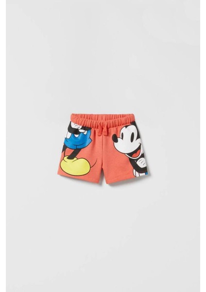 Çocuk Mickey Mouse Baskılı Pamuklu Bisiklet Yaka T-Shirt ve Şort Alt Üst Takım indirimleri