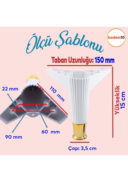 Elista Mobilya Ayağı Sehpa TV Ünitesi Ayakları Yükseltici 15 cm Beyaz Altın 8 ADET fiyatları