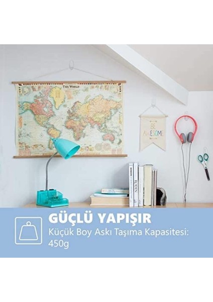 ™ Command™ 17092CLR-CEE Küçük Boy Şeffaf Bant, Max 450 gr (2 Askı ve 4 Küçük Boy Cırt Bant)
